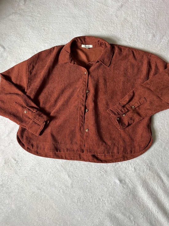 Madewell Tops - Madewell Ribbed Collar Button-Up in Burnt Orange